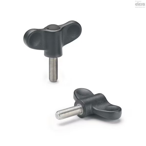 Thumb Screw, M6-30 Thread Size, Wing, Stainless Steel, 20 mm Head Ht, 30 mm Lg, Elesa, Mfr#: EWN-SST-p